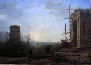 Gellee Claude,dit le Lorrain Harbour view at sunrise oil painting on canvas